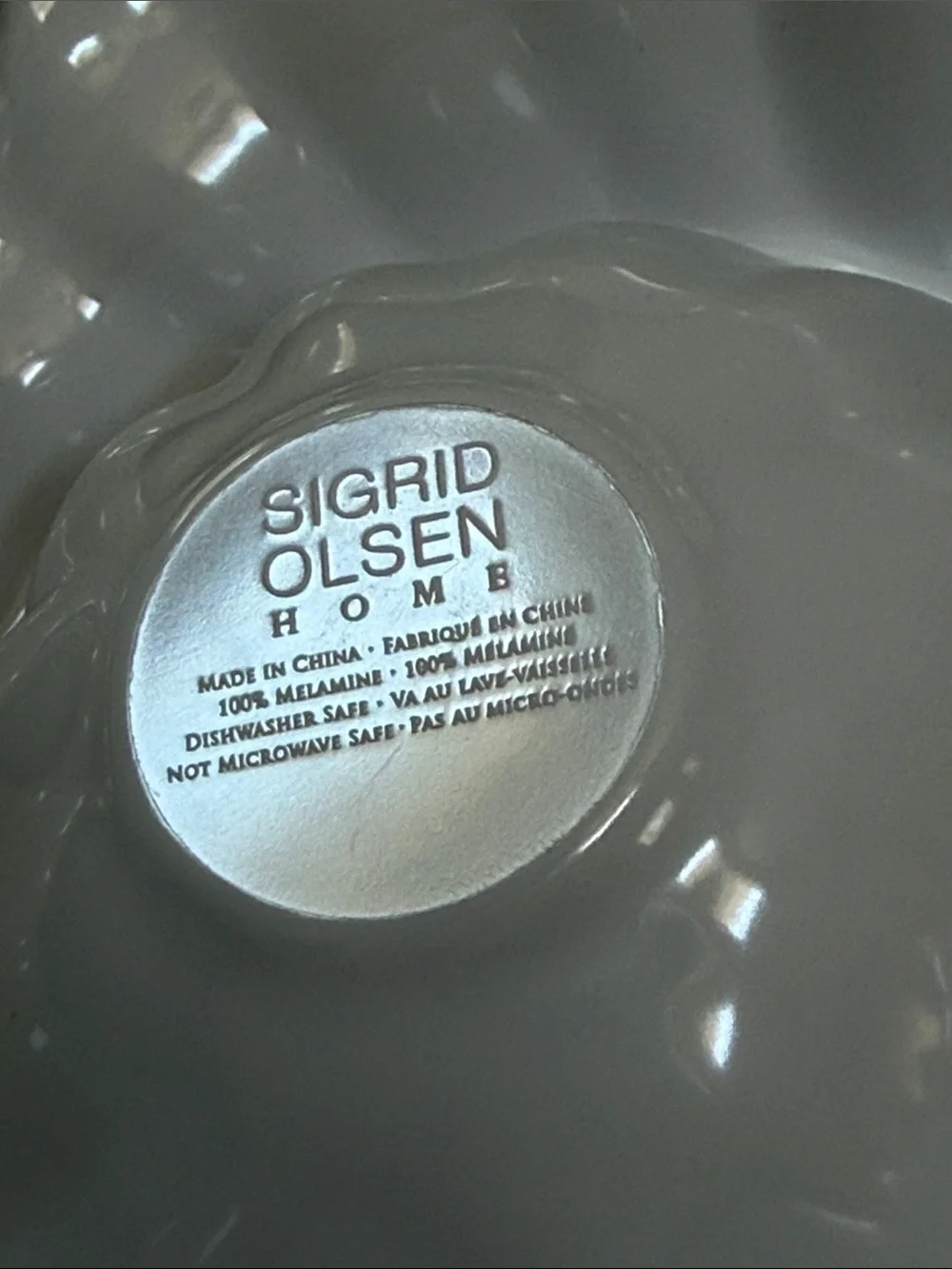 Sigrid Olsen White and Aqua 100% Melamine seashell serving dish.